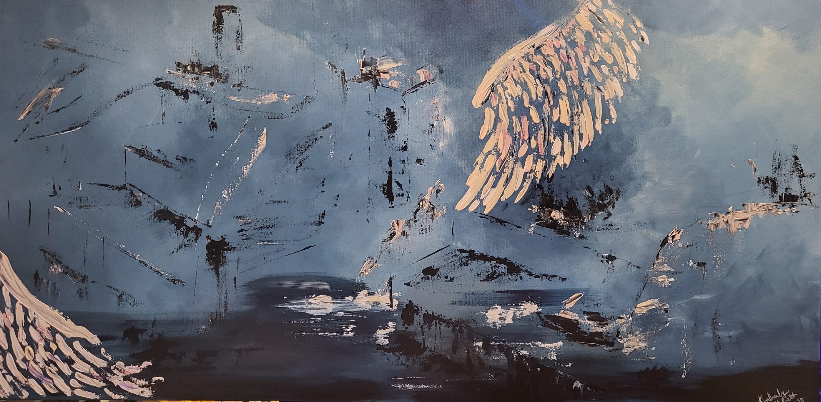 Abstract painting of two meaningful tombstones in a New Orleans cemetery